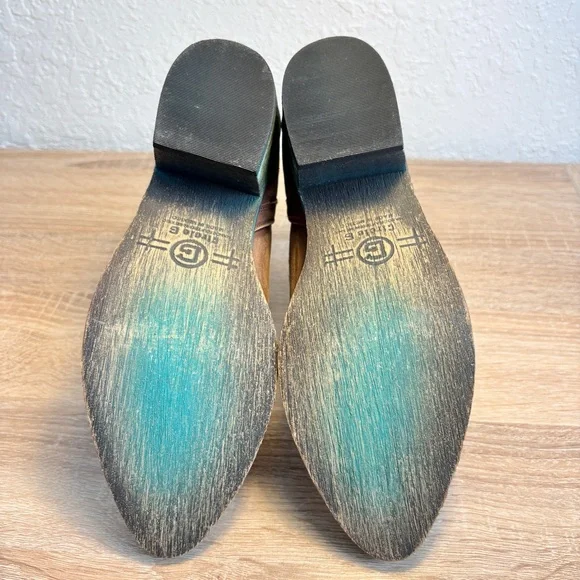 Circle G Brown Teal Western Ankle Booties Womens Size 6 Slip On Embroidered - Picture 8 of 10